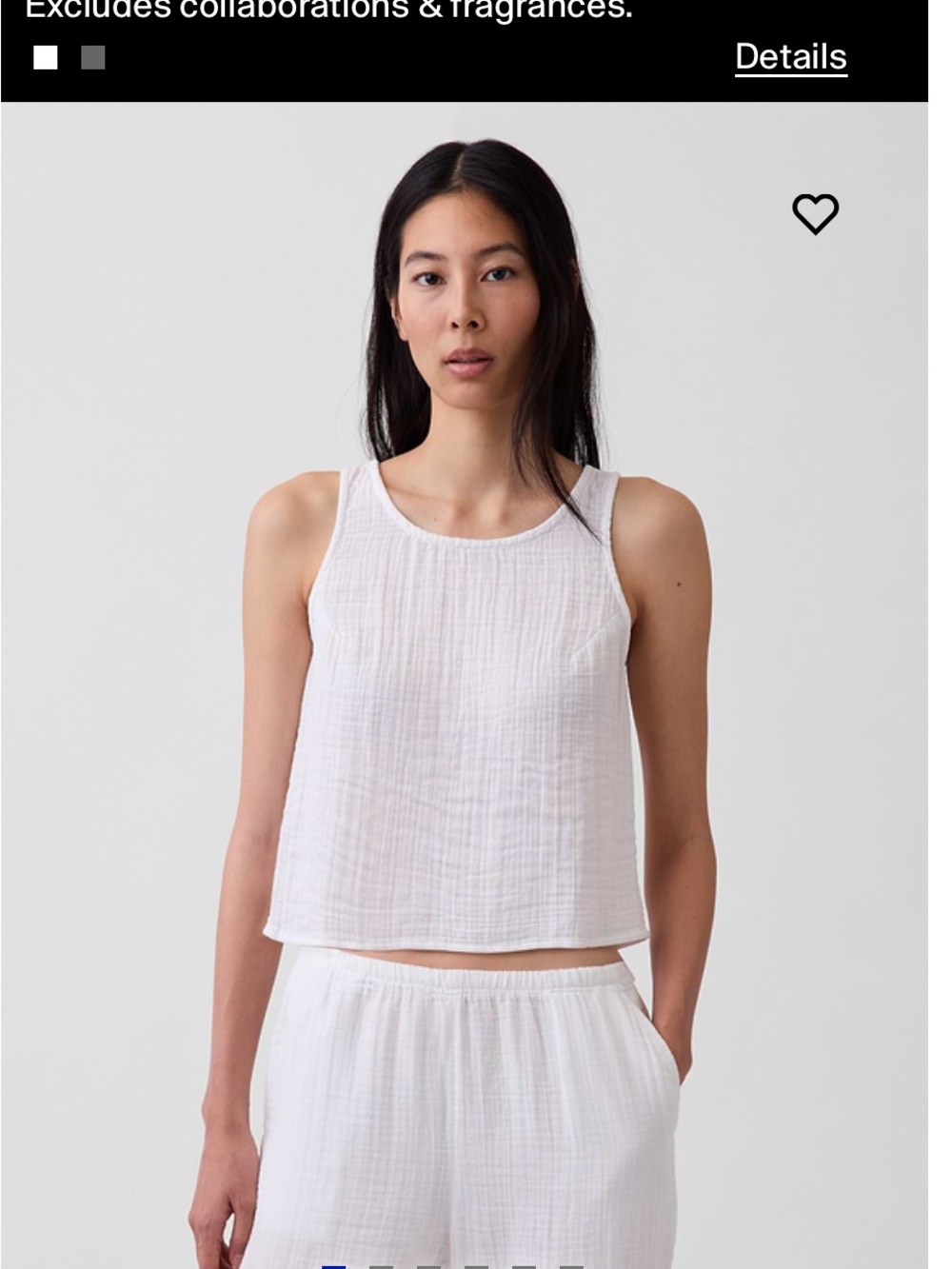 GAP White Cotton Gauze Racer Shell Tank Top small